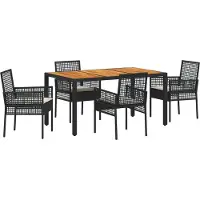 vidaXL Set da pranzo da giardino, 5 pezzi, nero, rattan sintetico