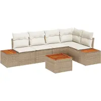 vidaXL Set di divani da giardino , 6 pezzi, color beige, in rattan sintetico