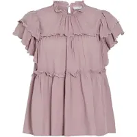 Vila Vipreta High Neck Top Con Maniche Ad Aletta