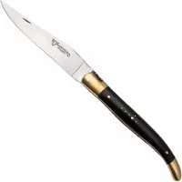 Laguiole En Aubrac Le Bijou L0212LCHB/EBBJ Ebony, Handcarved Copper Plates, Matt Brass Bolsters, coltello da tasca, 12 cm