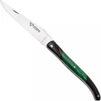 Laguiole En Aubrac Ebony, Malachite Inlay, Handcarved Plates, coltello da tasca, 12 cm