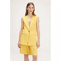 Motivi Linen Viscose Long Waistcoat Yellow Taglia: XS | Gilet Outlet | Donna | Giallo