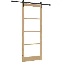 vidaXL Porta scorrevole , 93 x 232 cm, legno massello di pino e vetro, finitura naturale