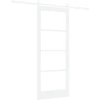 vidaXL Porta scorrevole ORKDAL Bianca 83 x 202 cm in legno massello di pino e vetro