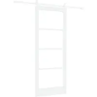 vidaXL Porta scorrevole, 83 x 202 cm, legno massello di pino e vetro, colore bianco