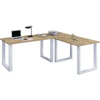 VCM Scrivania in legno | Piatto angolare da scrivania | 220x220 | L Forma Sinistra o Destra | Piatto da tavolo di lavoro 80 cm Profondo | Mobili da ufficio per tavolo per computer - Lona U