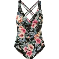 LASCANA Costume intero verde / arancione / rosa / nero