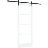 vidaXL Porta scorrevole, 83 x 211 cm, legno massello di pino e vetro, colore bianco
