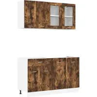 vidaXL Modulo cucina LYON, 4 pezzi, impiallacciatura di rovere affumicato
