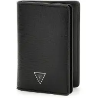 GUESS portacarte a libro in verticale da uomo con triangolo logato in metallo sul davanti nero