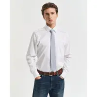 Gant per uomo. 3230300 Camicia in raso bianco slim fit (XS), Casual, Da sera, Cotone, Classico, Manica lunga