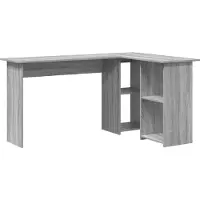 vidaXL Scrivania , colore Sonoma grigio, 142 x 102 x 73 cm, realizzata in legno composito