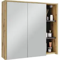 Vicco Mobile a specchio per bagno Viola Artigiano/grigio 80 x 75 cm con ripiani aperti, Model 54859