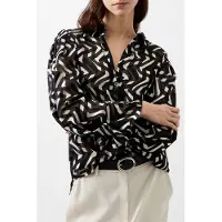 French Connection Diandra Satin Burnout Top Black/cream Taglia: XS | Magliette intime Outlet | Donna | Nero