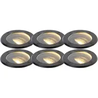 QAZQA Set da 6 faretti da esterno da incasso a pavimento, neri, orientabili, IP65, Delux