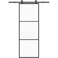 vidaXL Porta scorrevole con rubinetteria 76x205 cm ESG vetro e alluminio