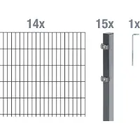 Alberts 650483 Recinzione a doppia rete metallica come set completo da 30 pezzi, antracite, altezza 80 cm, lunghezza 28 m
