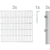 Alberts 642990 Recinzione a doppia rete metallica come set completo di 6 pezzi, zincato a caldo, altezza 120, lunghezza 4 m