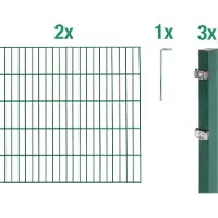 Alberts 642549 Recinzione a doppia rete metallica come set completo di 6 pezzi, verde, altezza 80 cm, lunghezza 4 m