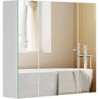 Vasagle Armadio a specchio Armadio da bagno con ripiani regolabili, 3 ante