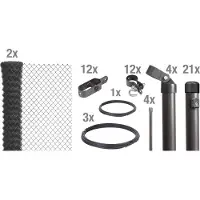 Alberts 634889 Recinzione in rete metallica come set completo di recinzione, per la posa nel calcestruzzo, antracite metallizzato, altezza 80 cm, lunghezza 50 m