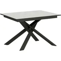 Itamoby - Tavolo allungabile 120/180x90 cm Ganty bianco spatolato - bordo antracite telaio e gambe antracite