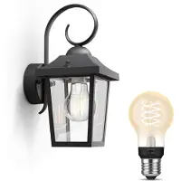 Philips Hue Buzzard Lampada Da Parete Per Esterni Nera + Lampadina Connessa Con Filamento E27 White