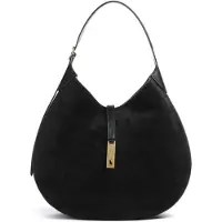 Ralph Lauren per donna. 428929804003 Borsa a spalla Polo ID grande in camoscio nero (OSFA), Casual