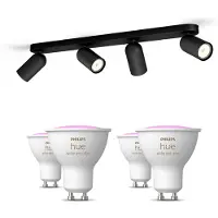 Philips Hue Pongee Base Nera Per 4 Faretti + 4 Faretti Connessi Gu10 White & Color Ambiance