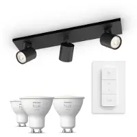 Philips Hue Runner Base Nera Per 3 Faretti + Telecomando Dimmer Switch + 3 Faretti Connessi Gu10 White