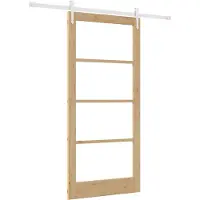 vidaXL Porta scorrevole , 93 x 202 cm, legno massello di pino e vetro, finitura naturale