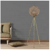 Opviq , lampada da terra di alta qualità con corpo in metallo, paralume in iuta (35 x 35 cm), altezza: 138 cm, attacco E27, max. 40 W, colore nero e oro, design boho-scandinavo, .