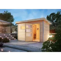 Karibu Sauna da giardino sauna house Skrollan 3 38mm riscaldatore 9kW porta esterna moderno