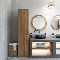 Skye Decor , Yaman 1 Door - Walnut, armadio, noce, pannelli truciolari rivestiti al 100% in melamina, 40 x 47 x 182 cm