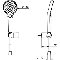 Hansa HANSAVIVA Garniture de douche à main, douchette à 3 jets, flexible de douche 1750mm, 4417022033, 4417022033
