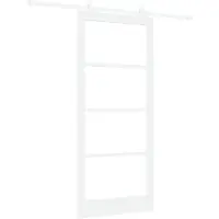 vidaXL Porta scorrevole ORKDAL, 93 x 211 cm, legno massello di pino e vetro, colore bianco