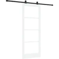 vidaXL Porta scorrevole ORKDAL Bianca 83 x 211 cm in legno massello di pino e vetro