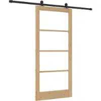 vidaXL Porta scorrevole ORKDAL Naturale 93 x 202 cm in legno massello di pino e vetro