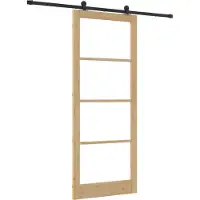 vidaXL Porta scorrevole ORKDAL Naturale 93 x 232 cm in legno massello di pino e vetro