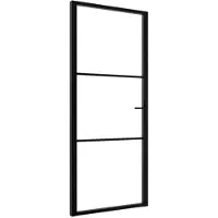 vidaXL Innenür 93x201,5 cm ESG -Glas und Aluminiumschwarz