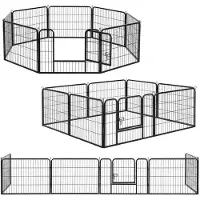 Juskys - recinto per cuccioli 160 x 160 x 60 cm - recinto in metallo per cuccioli da 8 pezzi - recinto da esterno con porta - recinto per cuccioli per cani, conigli e piccoli animali