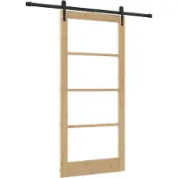 vidaXL Porta scorrevole , 93 x 202 cm, legno massello di pino e vetro, finitura naturale