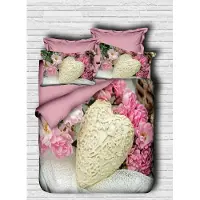 L'essentiel Maison , Adal- PRL1226, Rosa, Bianco, Copripiumini, Parte superiore del copripiumino e federa: 100% microsatinato di poliestere