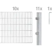 Alberts 652845 Recinzione a doppia rete metallica come set completo di 22 pezzi, zincato a caldo, altezza 140 cm, lunghezza 20 m