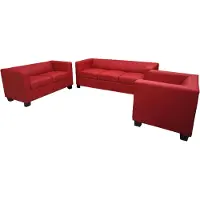 Mendler 3-2-1 Sofagarnitur Couchgarnitur Loungesofa Lille ~ Leder, rot
