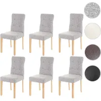 Mendler set di 6 sedie da pranzo HWC-E58, sedie da pranzo ~ tessuto/tessuto grigio, gambe chiare