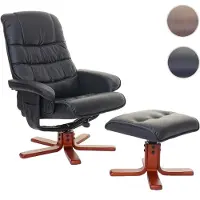 Mendler Recliner HWC-E30, poltrona TV reclinabile Poltrona TV con sgabello,  ~ ecopelle nera