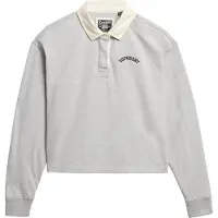 Superdry per donna. W2012352A Polo da rugby bianca (L), Casual, Grigio, Cotone, Manica lunga