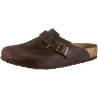 Birkenstock per donna. 860131 Zoccoli in Pelle Boston (Vestibilità Regolare) marrone (41), Basso, Nessuno, Casual