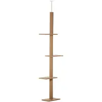 PawHut Tiragraffi per gatti Albero da arrampicata Regolabile in altezza Albero da gioco Marrone chiaro